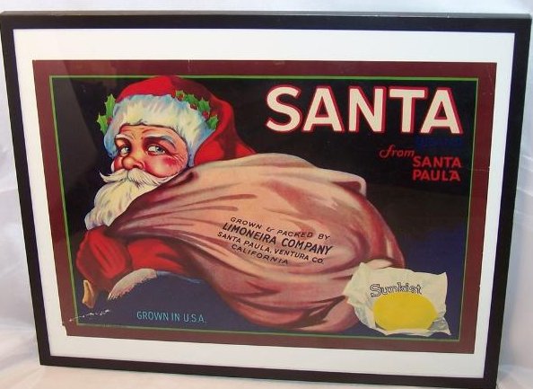 Sunkist Lemon Santa Vintage Print Display Ad Authentic, 1928