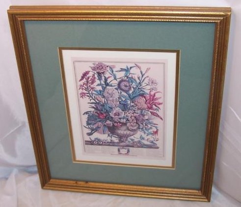 Image 0 of     Autumn Bouquet, Victorian Reproduction Lithograph, Framed