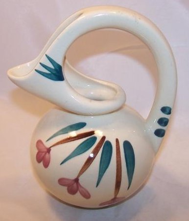 Purinton Pottery Syrup Jug Pitcher Pink Flower Blossom