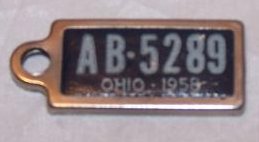 Image 2 of License Plate Key Chain, 1958, AB 5289