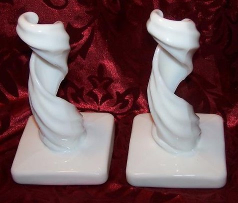 Image 2 of Spiral Candlestick Pair, Milk Glass, Westmoreland