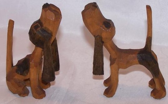 Image 0 of Howling Hunting Hound Dogs, Hand Carved Wood, Folk Art