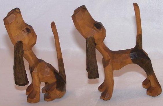 Image 2 of Howling Hunting Hound Dogs, Hand Carved Wood, Folk Art