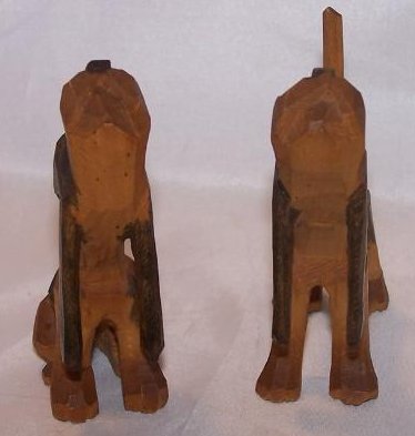 Image 3 of Howling Hunting Hound Dogs, Hand Carved Wood, Folk Art