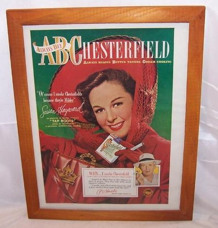 Image 0 of Chesterfield Cigarettes Vintage Print Ad Susan Hayward 1948