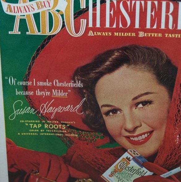 Image 2 of Chesterfield Cigarettes Vintage Print Ad Susan Hayward 1948