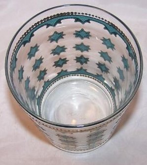 Image 1 of Gold, Blue Starburst Design Glass Cup Tumbler