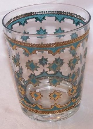 Image 2 of Gold, Blue Starburst Design Glass Cup Tumbler