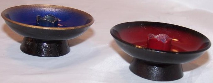 Image 0 of  Candleholders Enamel Clad Copper Blue, Red