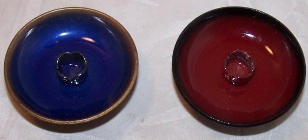 Image 1 of  Candleholders Enamel Clad Copper Blue, Red