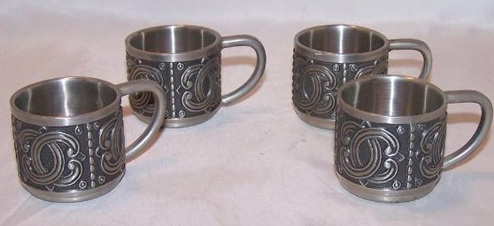 Pewter Espresso Four Cup Set, Groenlandica Tinn Norway