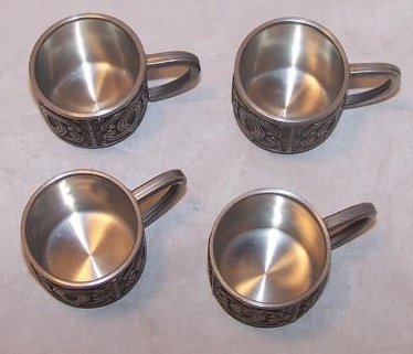 Image 1 of Pewter Espresso Four Cup Set, Groenlandica Tinn Norway