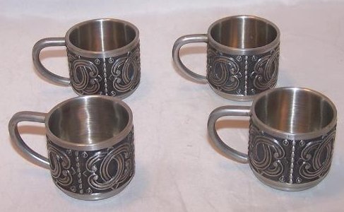 Image 2 of Pewter Espresso Four Cup Set, Groenlandica Tinn Norway