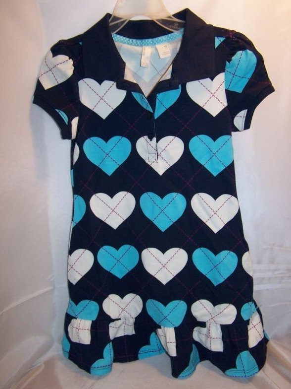 New With Tag NWT SZ XS 5 Blue and White Heart Dress 