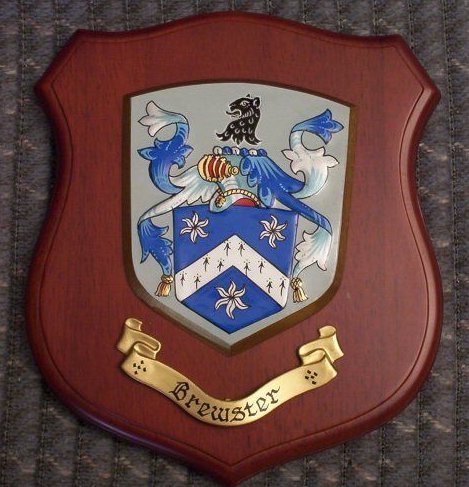 Wooden Shield Shaped Coat of Arms Plaque Family Crest 7 x 8
