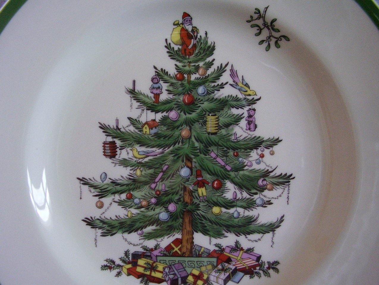 Spode Christmas Tree Dinner Plate Green Trim