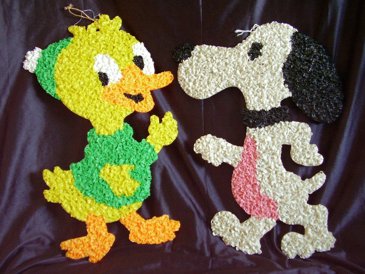 Melted Plastic Popcorn Decorations Duck Snoopy Lot Of 2