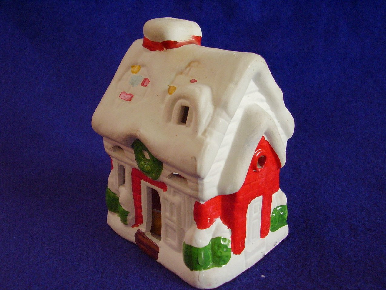 Christmas Ceramic Small House Votive Candle Holder