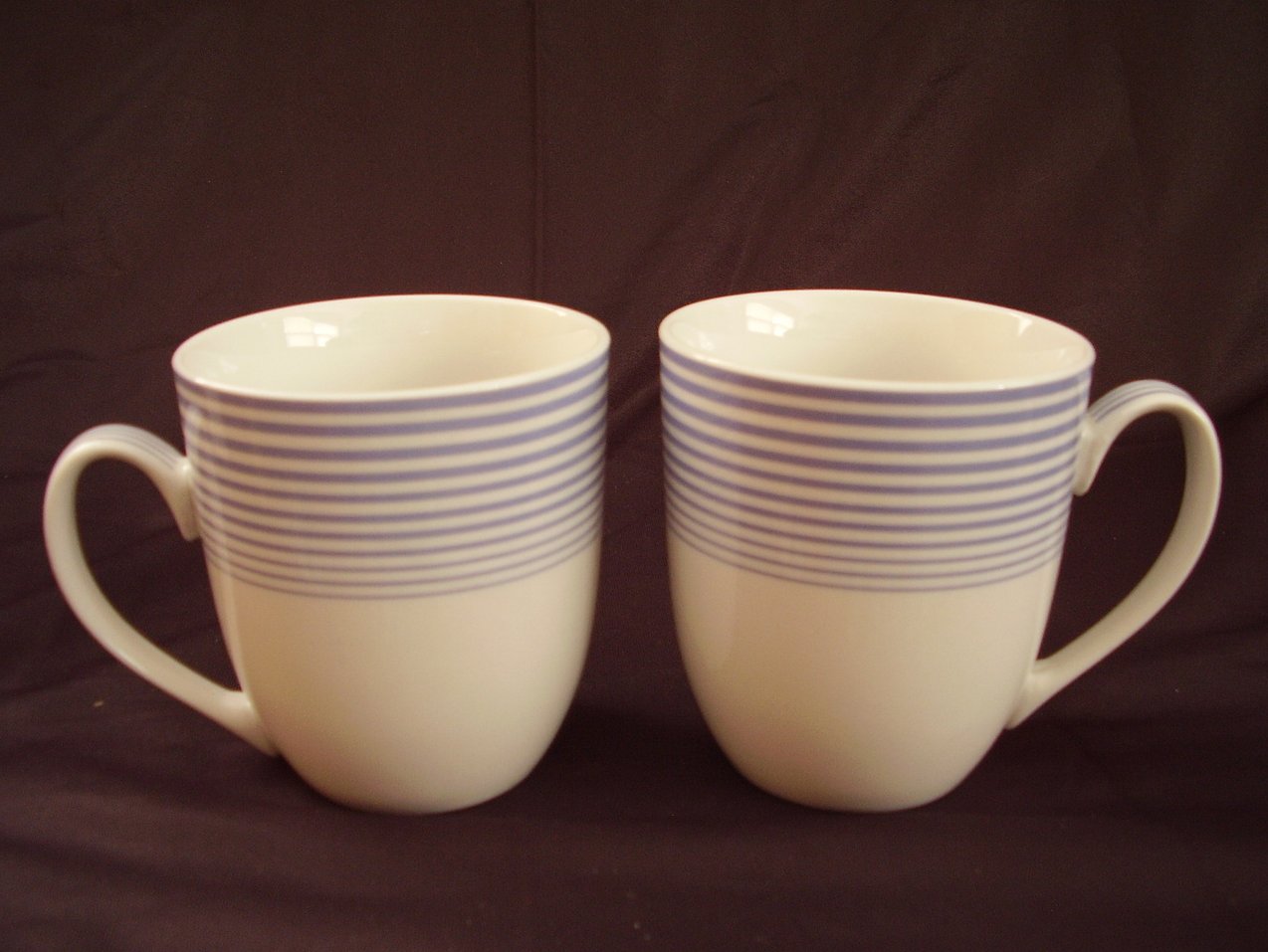 Johnson Bros Fresh Box Set of 2 Coffee Mugs NIB White Blue Stripes