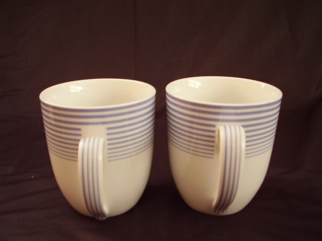 Johnson Bros Fresh Box Set of 2 Coffee Mugs NIB White Blue Stripes