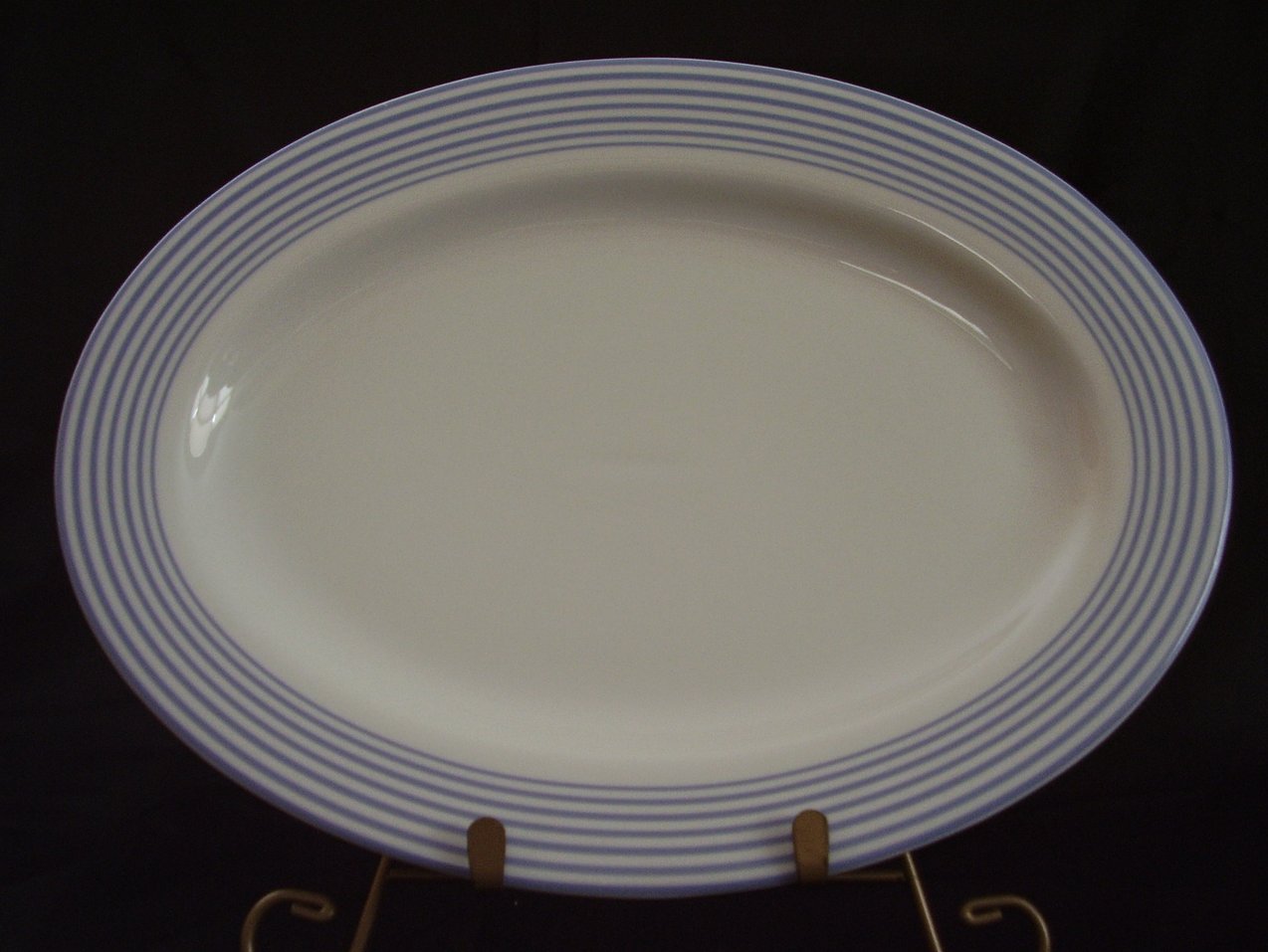 Johnson Bros Fresh Oval Platter White Blue Stripes