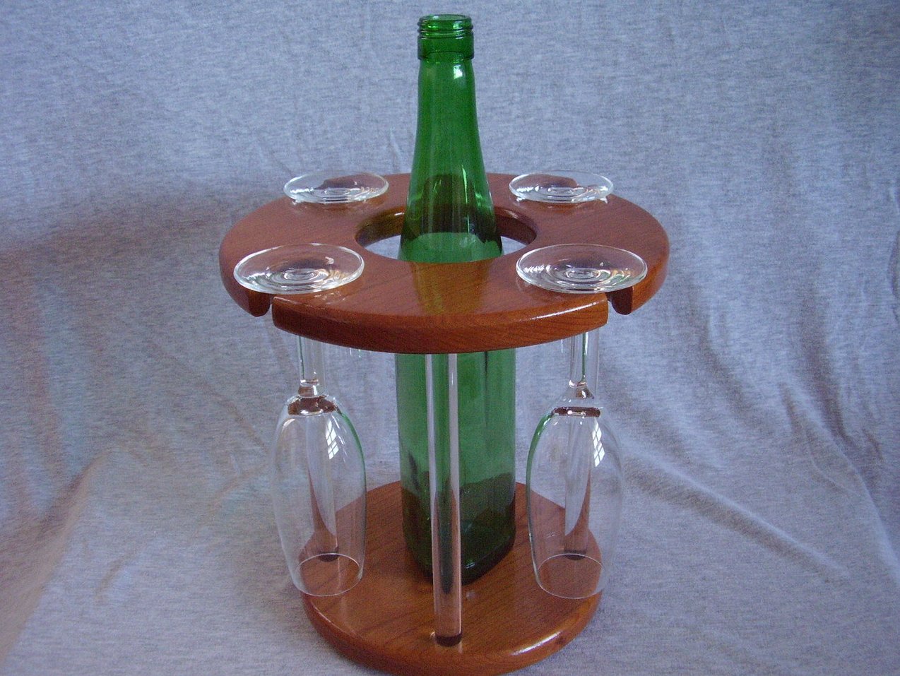 Handmade Cherry Wood & Acrylic Wine Bottle Glass Rack
