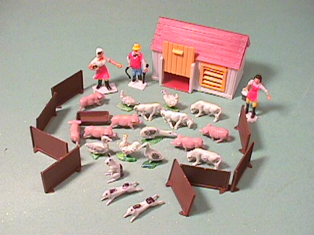 Plastic Farm Hut Set with Animals, Figures, And More!