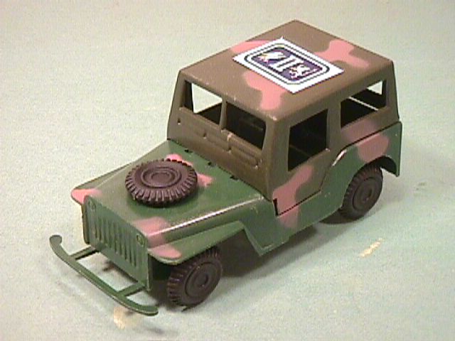 Green Camo Plastic Army Willys Style Jeep W/ Covered Top