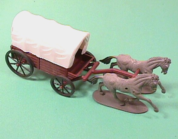 Plastic Western Covered Wagon & Horse Set