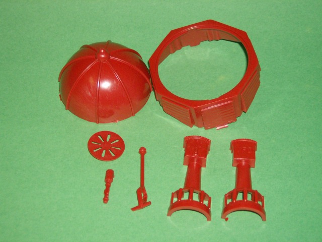 Marx Re-issue Red Plastic Firehouse Accessory Set