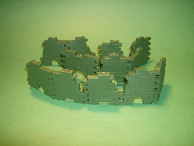 Green Plastic 12 Piece Brick Wall Ruins Set #2