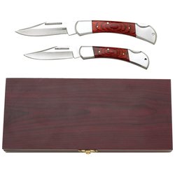 SKCLASSIC-A- Maxam- 2pc. Lockback knife Set in Wooden Box