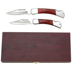 Image 0 of SKCLASSIC-A- Maxam- 2pc. Lockback knife Set in Wooden Box