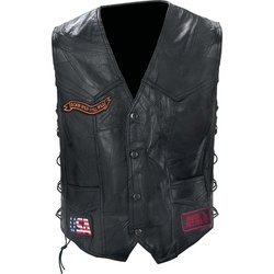 GFVBIKE - Diamond Plate™ Rock Design Genuine Buffalo Leather Biker Vest