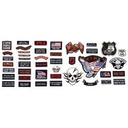 GFPATCH42 - Live To Ride™ 42pc Embroidered Motorcycle Patch Set 