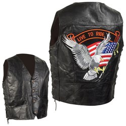 GFVEMBPT   Diamond Plate™ Hand-Sewn Pebble Grain Genuine Leather Biker Ves