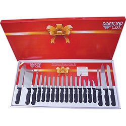 Image 0 of CTDC19 - Diamond Cut® 19pc Cutlery Set in White/Red Bow Box