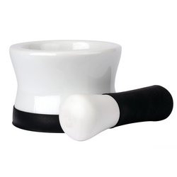 KTHERBC - HEALTHSMART™ Porcelain Mortar and Pestle with Black Silicone Bas