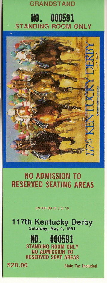 1991 Kentucky Derby Full Unused Ticket Strike the Gold