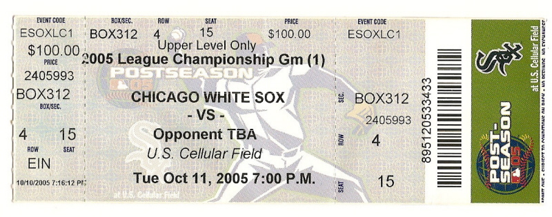 2005 ALCS Game 1 Full Unused Ticket ANGELS Vs White Sox MLB Playoffs