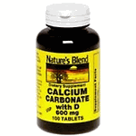 Natures Blend Calcium Carbonate+D 600 Mg Tablets 100