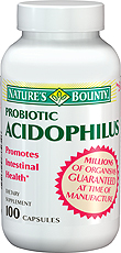 Natures Bounty Probiotic Acidophilus Dietary Supplement Caplets 100