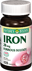 Natures Bounty Ferrous Sulfate 28 Mg 100 Tablets
