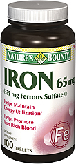 Natures Bounty Iron 65 Mg Tablets 100