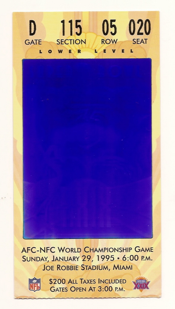 Super Bowl 29 Ticket Stub 49ers vs Chargers XXIX