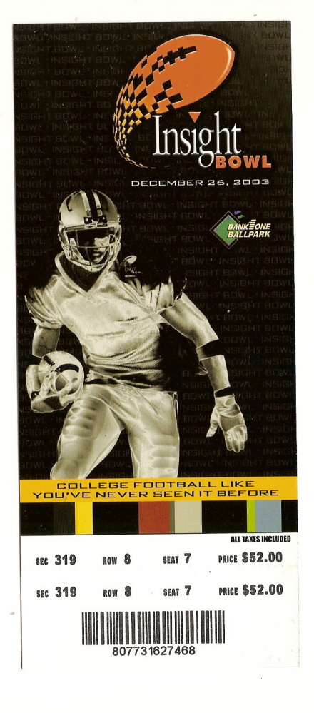 2003 Insight Bowl full ticket California Virginia Tech