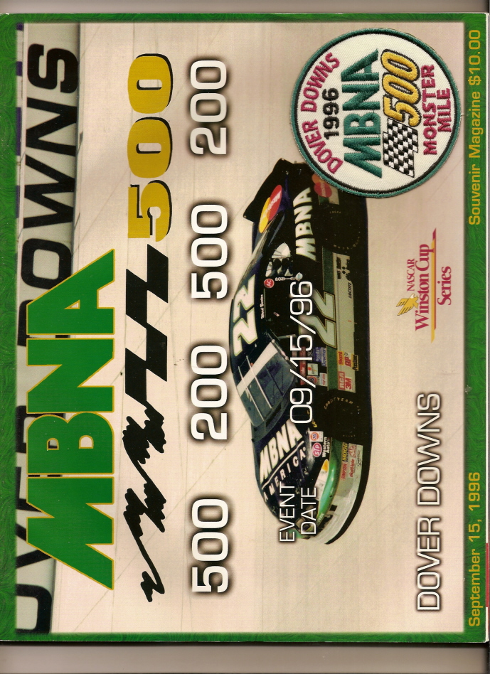 1996 MBNA 500 Program Jeff Gordon 17th win