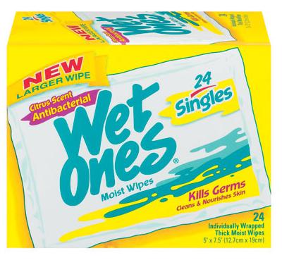 Image 0 of Wet Ones Citrus Scents Antibacterial Thick Moist Wipes 24