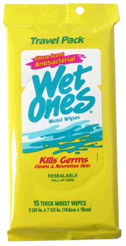 Wet Ones Travel Pack Citrus Scent Antibacterial Moist Wipes 15
