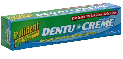 Image 0 of Polident Dentu- Creme Denture Triple Mint Moutwash Toothpaste 3.9 oz